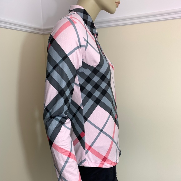 SanSoleil pink black plaid UPF 50 top S - Picture 4 of 11